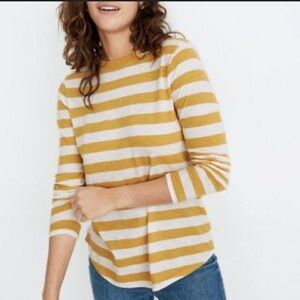 Madewell Striped Long Sleeve Top - Mustard and White